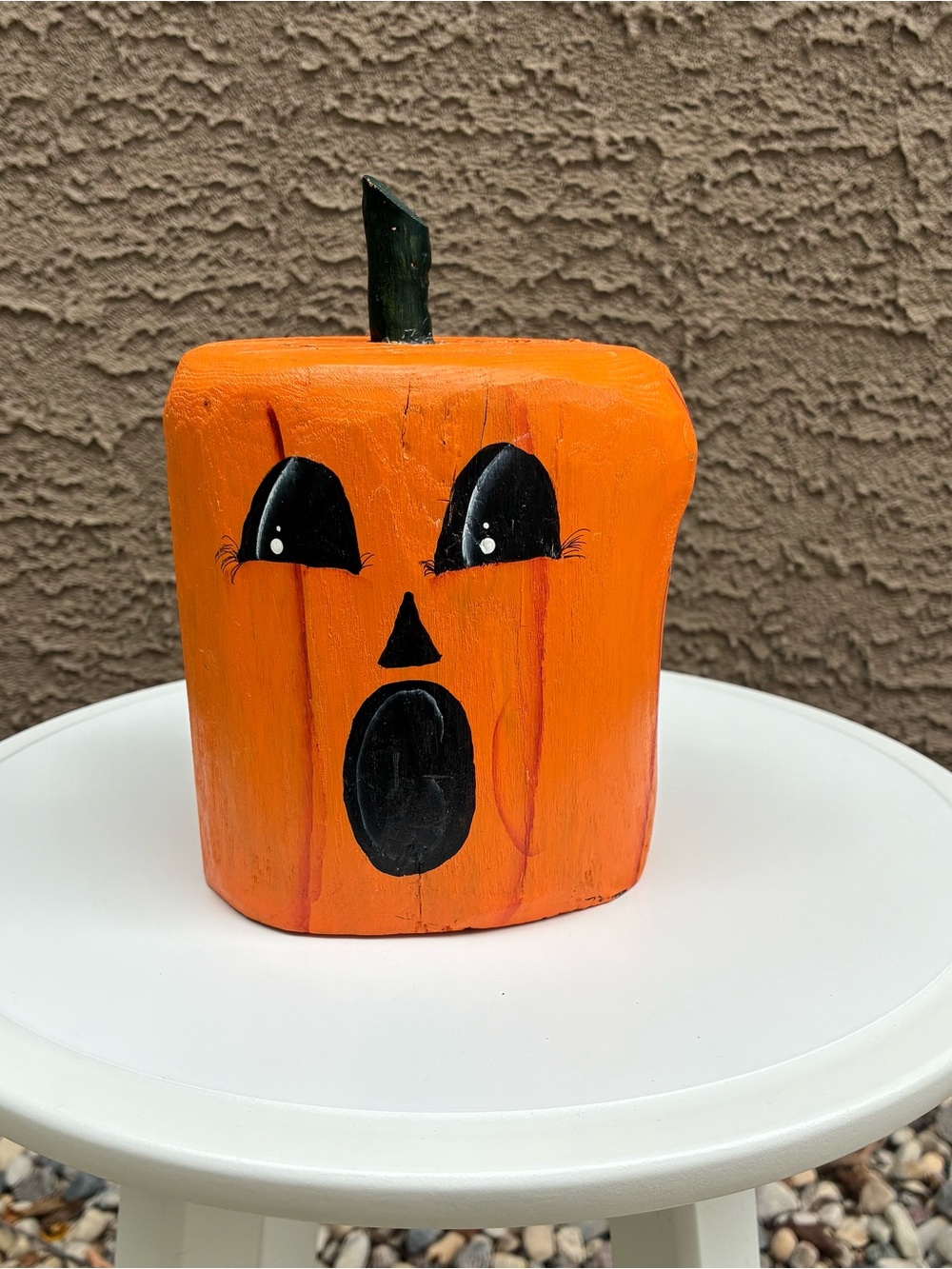 Vintage Handmade Wooden Pumpkin Jack-o'-Lantern Halloween Decor DW 2002